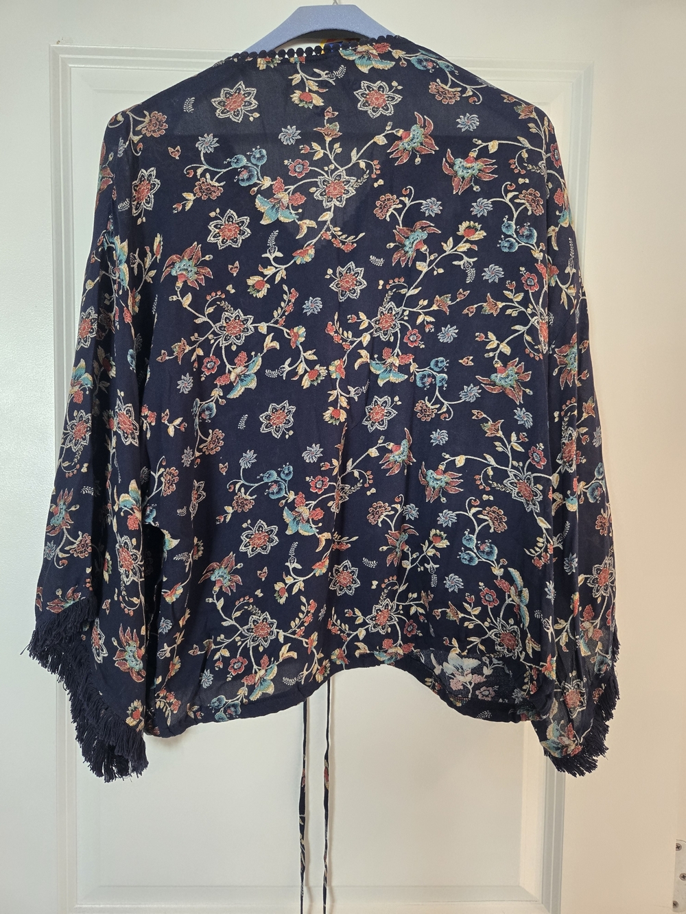 Xhilaration Black Floral Zip-Front Drawstring Blazer - Picture 3 of 3